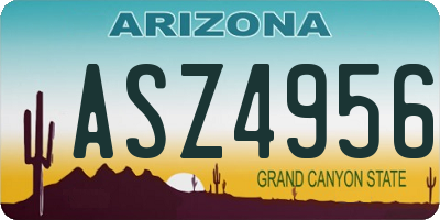 AZ license plate ASZ4956