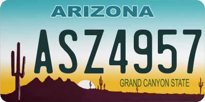 AZ license plate ASZ4957