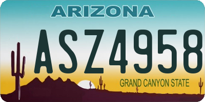 AZ license plate ASZ4958