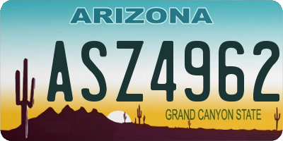 AZ license plate ASZ4962