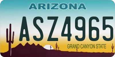 AZ license plate ASZ4965
