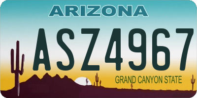 AZ license plate ASZ4967