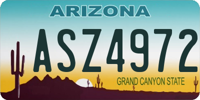 AZ license plate ASZ4972