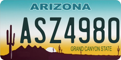 AZ license plate ASZ4980