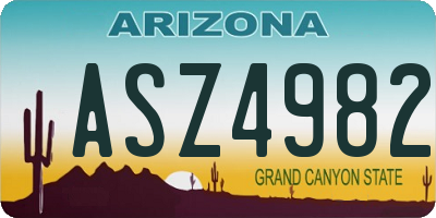 AZ license plate ASZ4982