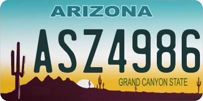 AZ license plate ASZ4986