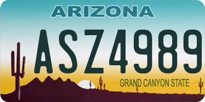 AZ license plate ASZ4989