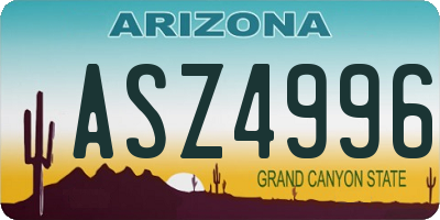 AZ license plate ASZ4996