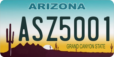 AZ license plate ASZ5001