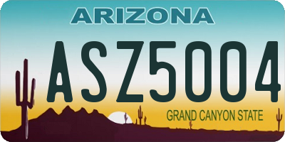 AZ license plate ASZ5004