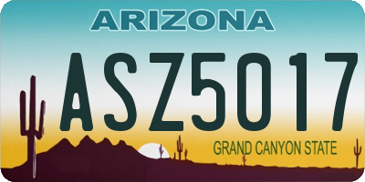 AZ license plate ASZ5017