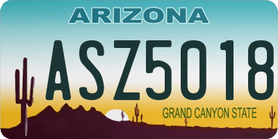 AZ license plate ASZ5018