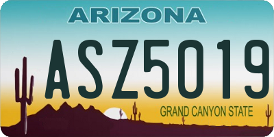 AZ license plate ASZ5019