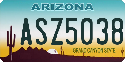 AZ license plate ASZ5038