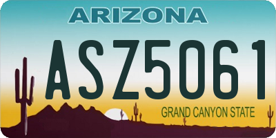 AZ license plate ASZ5061