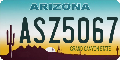 AZ license plate ASZ5067