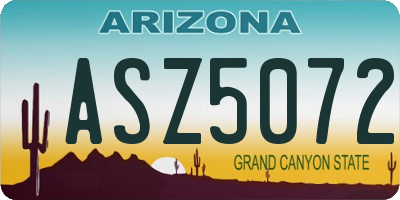 AZ license plate ASZ5072