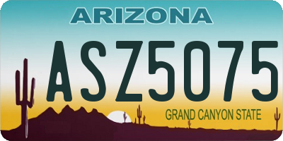 AZ license plate ASZ5075