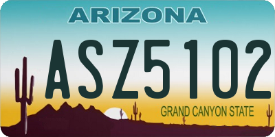 AZ license plate ASZ5102