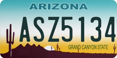 AZ license plate ASZ5134