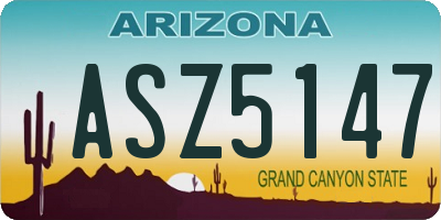 AZ license plate ASZ5147