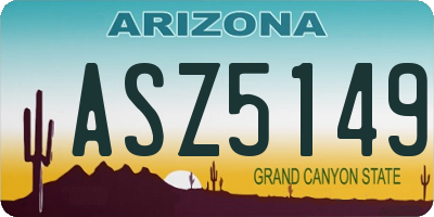 AZ license plate ASZ5149