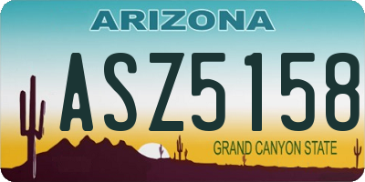 AZ license plate ASZ5158