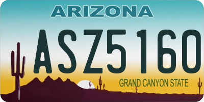 AZ license plate ASZ5160