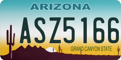 AZ license plate ASZ5166