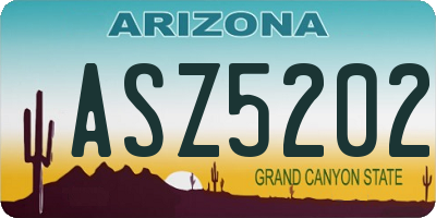 AZ license plate ASZ5202