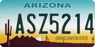 AZ license plate ASZ5214
