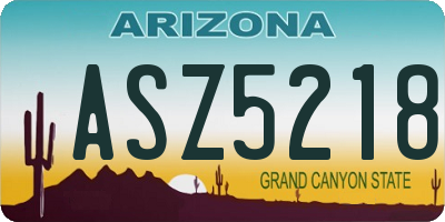 AZ license plate ASZ5218
