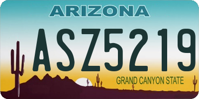 AZ license plate ASZ5219