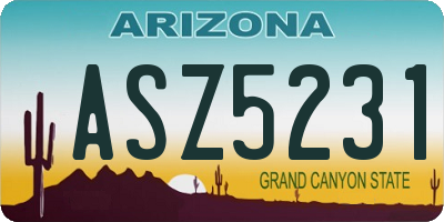 AZ license plate ASZ5231