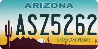 AZ license plate ASZ5262