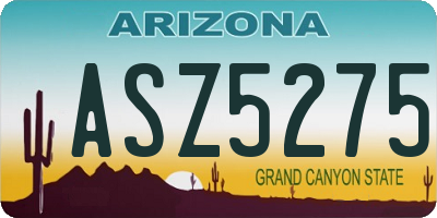 AZ license plate ASZ5275