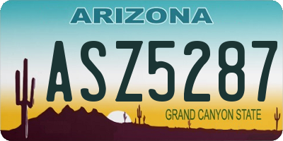 AZ license plate ASZ5287