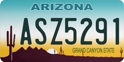 AZ license plate ASZ5291