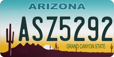 AZ license plate ASZ5292