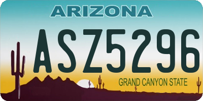 AZ license plate ASZ5296
