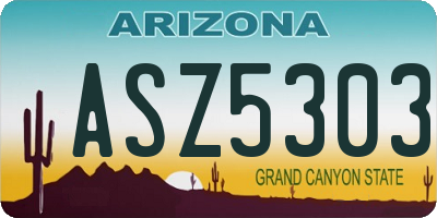 AZ license plate ASZ5303