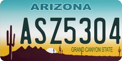 AZ license plate ASZ5304
