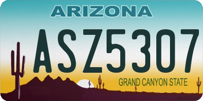 AZ license plate ASZ5307