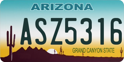 AZ license plate ASZ5316