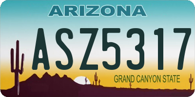 AZ license plate ASZ5317