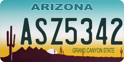 AZ license plate ASZ5342