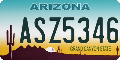 AZ license plate ASZ5346