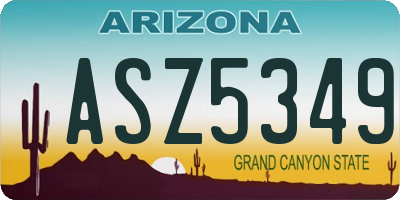 AZ license plate ASZ5349