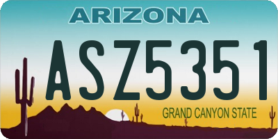 AZ license plate ASZ5351