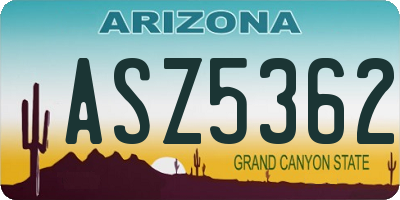 AZ license plate ASZ5362